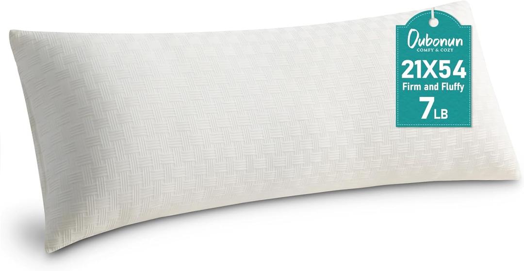 Oubonun Full Body Pillow for Adults, Soft and Fluffy Large Body Pillow for Sleeping, Premium Long Bed Pillow for Side Sleepers (20x54,Cream)