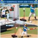 3-In-1 Kids Basketball Hoop and T Ball Set for Age 3-5 6-8, Adjustable Toddler Basketball Hoop, Hanging Tee Ball for Outdoor, Birthday Christmas Sport Toys Gift for Boys Girls 3 4 5 6 7 8 Year Olds