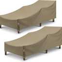 SunPatio Outdoor Chaise Lounge Covers, Heavy Duty Waterproof Beach Chair Cover with Seam Taped, Fade Resistant Patio Chaise Cover, Helpful Air Vents, 2 Pack - 66" L x 30" W x 26" H, Taupe