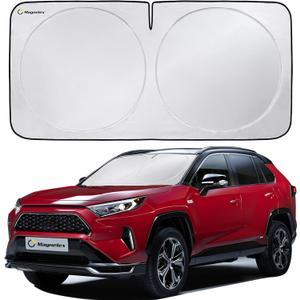 Magnelex Car Windshield Sunshade | Advanced Light-Blocking Protection | Foldable Sun Shade with Mirror Cut-Out Keeps Your Vehicle Cool | Fit for Cars, Trucks, and SUVs | Medium (62 x 32 in)