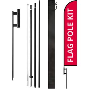 ASHUR Feather Flag Pole Kit, 12ft Tall 100% Fiberglass W/ 31" Heavy Duty Ground Stake, for High-Visibility Feather Flags, Outdoor Custom Business Advertising Banners, Swooper Pole kit, 1Set 12ft