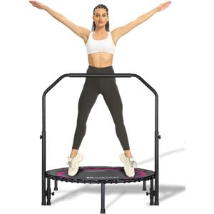 DARCHEN 450 lbs Mini Trampoline for Adults, Indoor Small Rebounder Exercise Trampoline for Workout Fitness for Quiet and Safely Cushioned Bounce, [40 Inch] (One Size, 550FHB-RoseRed)