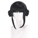 Black Wig Synthetic Mardi Gras With Bangs Wig  15-Inch Dance Costume for Halloween Parties, Stage Performances & Themed Events (Dark Purple)