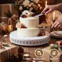 Wenqik White Cake Stand 18 Inch Metal Round Cupcake Dessert Wedding Cake Stand with Cutting & Spatula Cookies Display Holder Fruit Serving Tray for Table Wedding Birthday Anniversary Party