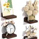 SRIWATANA Small Floating Shelves Wall Mounted, Wood Shelf for Decoration and Storage Set of 4, Mini Display Shelf for Bedroom, Bathroom, Kitchen, Office (Walnut, 4 inch)