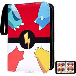 Trading Card Binder 4 Pocket, Card Binder 400 Pockets Card Book Holder with 50 Removable Sleeves, Portable Collectible Game Card Albums Gifts (Small)
