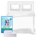 Disposable Travel Bed Sheets King Size, Disposable Hotel with Quilt Cover and Pillowcase, Disposable Bedding Travel Bedding Disposable Sheets for Business Travel Hotel Essentials( 4-Piece ) (1pack)