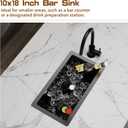 Black Kitchen And Bar Sink,10x18 Inch Stainless Steel Drop In Single Bowl Undermount RV Prep Small Kitchen&Bar Sink Ideal Choice For Small Space Come With Bottom Grid,Soap Mat And Drain Assembly