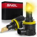SNGL H11/H8/H16 LED Fog Light Bulbs or DRL, 3000K Amber Yellow, 13000LM Per Set, 500% Brightness, Fanless, for Fog Light or Powersport, Pack of 2
