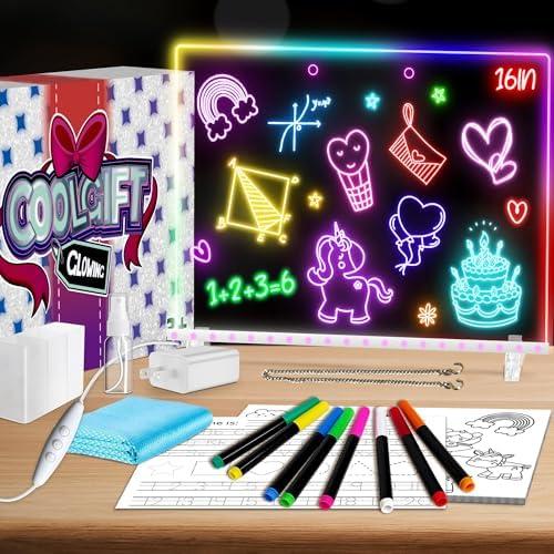 16" Led Drawing Board for Kids with 18 Tracing Stencils - Light up Led Note Board, 2026 Birthday Gifts for Boys Girls Ages 5 6 7 8 9 10 12+ Year Old, Magic Glow Art Toys for 6 7 8 9 10 Year Old, 39PCS