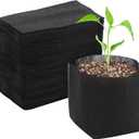 GREANER 100 PCS Nursery Bags, 6.3x5.7 Inch Biodegradable Seed Starter Pots, Plant Grow Bags for Plant, Tree, Flower, Seedling, Vegetables (Black)