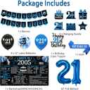 Trgowaul 21st Birthday Decorations for Him, Black Blue Back in 2005 Birthday Party Supplies, Blue Vintage 2005 Banner, Rip Fake Id Sash, 21st Cake Topper, Latex Balloons, 21 Year Old Set for Boys