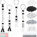 762 Pcs DIY Volleyball Keychain Kit Bead Craft Set with Volleyball Beads, Letter Beads, Ribbons & Storage Bags for Volleyball Keychains, Team Gifts & Party Favors