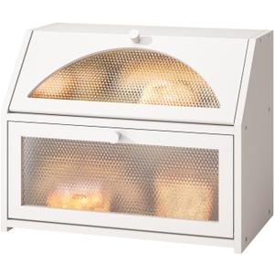 White Bread Box for Kitchen Counter, Large Corner Bamboo Wood Bread Box with Door Panel,Bread Storage Container (White)