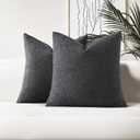 HAUSSY Pack of 2 Pillow Covers 18x18 Inch, Boucle Decorative Throw Pillows Soft Boho Neutral Cushion Covers Home Decor Modern Pillow Cases for Couch Living Room Sofa Bed, Dark Grey (Covers Only)