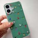 Christmas Lights Phone Case Compatible with iPhone 17, Cute Green Christmas Holiday Phone Cover for iPhone 17