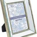 Laura Ashley 5x7 Silver Beveled Mirror Picture Frame, Classic Mirrored Frame with Deep Slanted Angle, Wall-Mountable, Made for Tabletop Display, Photo Gallery and Wall Art, (5x7, Silver)