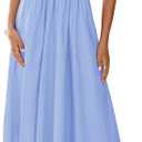 PRETTYGARDEN Women's 2025 Summer Casual Long Dresses Cap Sleeve Patchwork A Line Flowy Modest Elegant Homecoming Maxi Dress (Medium, Light Blue)