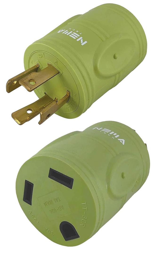 NemaTech NEMA L14-30P Male to TT-30R Female 30 Amp 4-Prong Compact Locking Generator to RV Transfer Switch Inlet Box Adapter