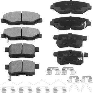 Front and Rear Ceramic Brake Pads Set Fit for 2008-2017 Honda Accord, 8Pcs Ceramic Brake Pads Set with Hardware Clips