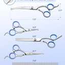 6-in-1 Dog Grooming Scissors - Professional Stainless Steel Hair Cutting Kit with Safety Rounded Tips, Ergonomic Soft-Grip Handles for Small & Large Dogs, Cats (Blue)