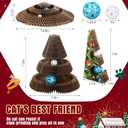 Soulchen Christmas Tree Magic Organ Cat Scratching Board, Combinable Cat Toy, Interactive Cardboard Kitty Scratcher with Bell Ball, Durable Foldable Accordion Scratch Pad, Exercise for Indoor