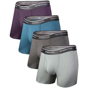BAMBOO COOL Men's Underwear Boxer Briefs Soft Breathable Underwear (4 or 7 Pack)( Size XXL)