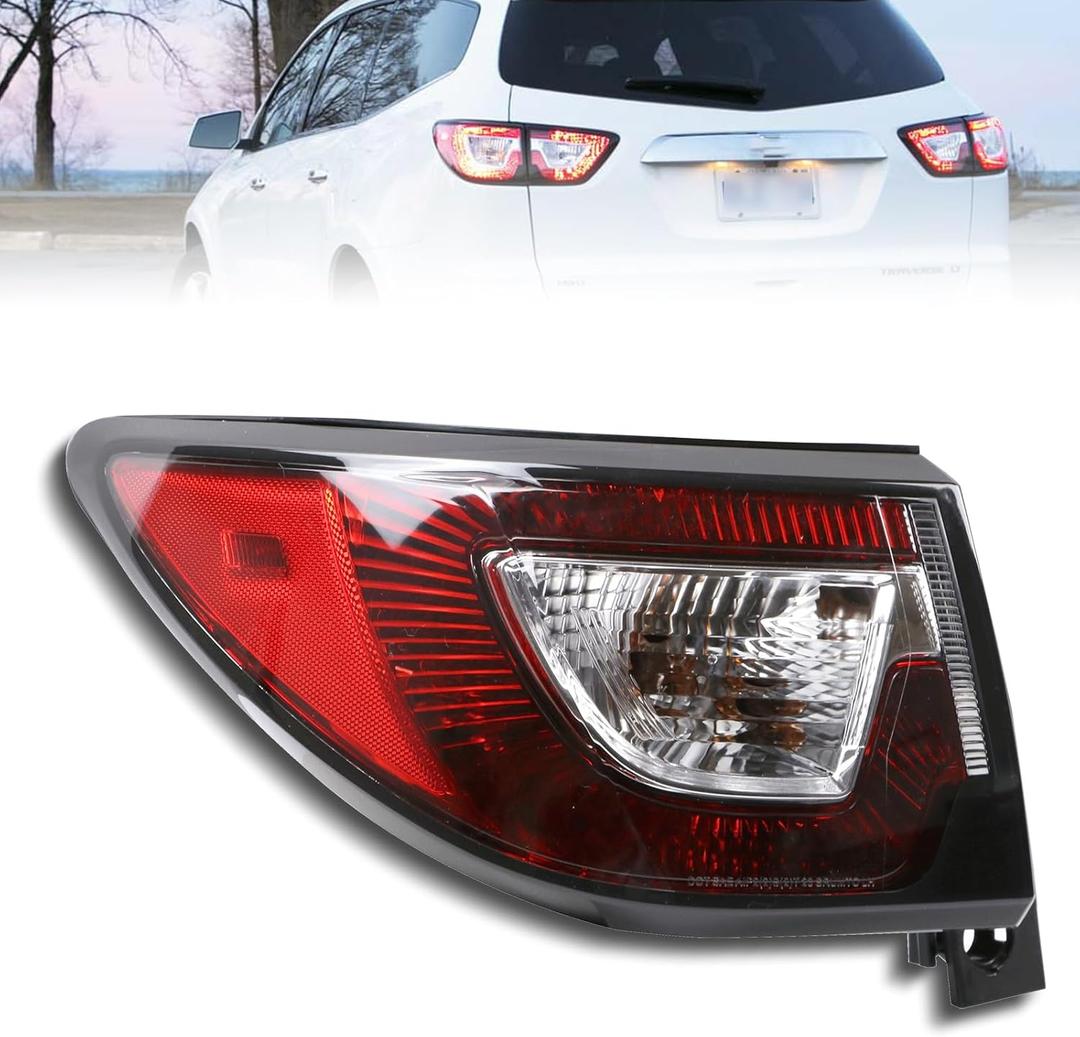 Tail Lights Outer Left Driver Side Taillight Compatible with Chevrolet Traverse 2013-2017 Rear Halogen Tail Lamp Replace: 84266019 23301756 GM2804112