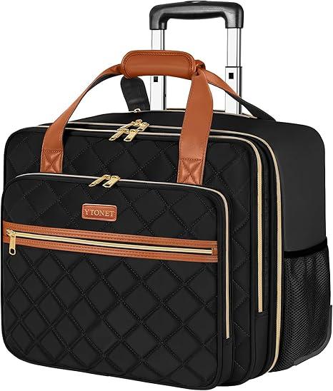 Ytonet Rolling Laptop Bag Women, Rolling Briefcase for Women, 17.3 Inch Laptop Bag with Wheels Rolling Computer Bag Laptop Case for Work Travel College Business Wife Mom Teacher, (Large)