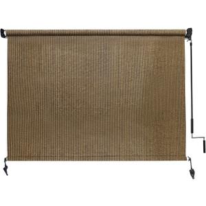 Outdoor Roller Shade,Patio Blind Roll Up Shade Exterior Cordless-12'W x 8'HOutdoor Patio Shades Roll Up Blind with Spliced Pole,Privacy Protection,UV Sun Blocking,One-Piece Fabric,Easy Install & Clean