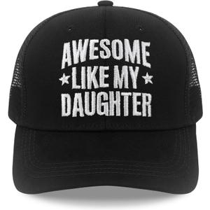 Awesome Like My Daughter Hat, Birthday for Papa, Stepdad, Grandpa Black (Black)