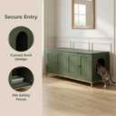 Homhedy Cat Litter Box Enclosure for 2 Cats, Litter Box Furniture Hidden with Double Room, Cat House, 47.2L x 17.7W x 21.7H, Green and Gold