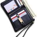 Wallets for Women Small Rfid Bifold Ladies Wallets Wristlet Change Purse for Card Coin with Wrist Strap | Small, Rfid, Bifold, Wristlet, Change Purse, for Card, Coin, with Wrist Strap (Black)