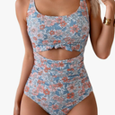 Eomenie Women's One Piece Swimsuit Tummy Control Slimming Bathing Suit Cutout Tie Knot Swimwear, Size 2XL