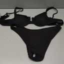 SweatyRocks Women's 2 Piece Bikini Set Striped Print Spaghetti Strap Push Up Swimsuit (Black, M)