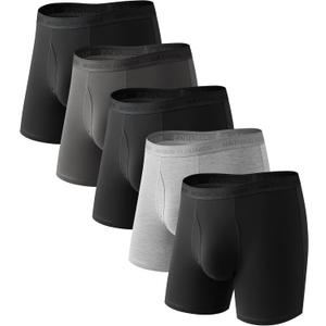 Natural Feelings Men's Underwear Viscose from Bamboo Boxer Briefs Underwear Pack for Men (Large, 6: Black Grey)