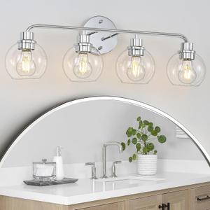 Bathroom Light Fixtures Chrome Vanity Light 27 Inch Silver 4 Light