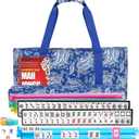 American Mahjong Set, 166 White Tiles with 4 Colors Acrylic Racks, Pushers, Flower Carrying Bag, Portable Travel Set