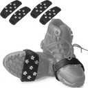 Crampon Traction Cleats Anti-Skid Traction Grips Crampons Spikes 7 Point Cleats for Footwear for Walking, Jogging, Hiking, Mountaineering Ice Snow Grips (Black 2 Pairs)