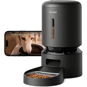 PETLIBRO Automatic Cat Feeder with Camera, 1080P HD Video with Night Vision, 5G WiFi Pet Feeder with 2-Way Audio, Low Food & Blockage Sensor, Motion & Sound Alerts for Cat & Dog Single Tray (Black)