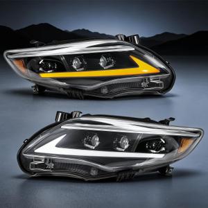 Full LED Projector Headlights Compatible with 2011-2013 Toyota Corolla Sedan, Headlamp Assembly with Startup Animation, Sequential Turn Signal, DRL, High Low Beam, Clear Lens Upgrade, Waterproof
