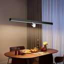 44.5" Dimmable LED Linear Kitchen Island Pendant Light Fixtures with Memory Function, 30W Modern Touch Control Chandelier, Adjustable Color Temperature, Dining Room Light Fixture for Office Bar, Black