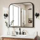 Black Bathroom Vanity Mirror 30x30 Inch | Metal Framed Bathroom Mirror for over Sink, Living Room, Bedroom, Entryway, Mantel, Fireplace Decor, Wall Mounted