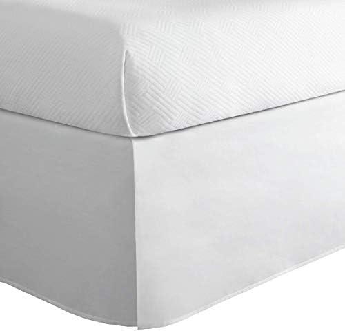 Today’s Home Classic Tailored Bed Skirt Dust Ruffle, Cotton Blend Design, 14" Drop Length, Twin, White