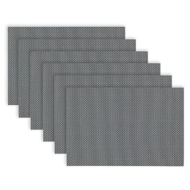 Dainty Home Sparkles Woven Vinyl Reversible Rectangular Placemat Set Of 6 - Silver