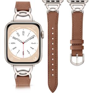 DaQin Slim Leather Band Compatible with Apple Watch Bands for Women  Top Grain Leather Band with DC-shaped Buckle for iWatch Band Series, 38mm/40mm/41mm/42mm(series 11 10)