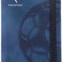 XMLINPER Passport Holder and Card Slot Combo RFID Blocking Leather Personalized Travel Passport Wallet for Men and Women US Passport Cover Protector (Soccer blue)