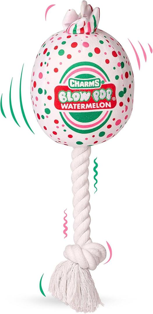 Blow Pop Plush & Rope Dog Toy Scented Squeaky Plush with Durable Rope Stick Tug, Fetch & Chew Toy for Dogs 