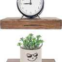 BGMG Wood Floating Shelves 12 inch,Black Floating Shelves,Solid Wood Wall Shelves for Bathroom Living Room Bedroom Kitchen Farmhouse Set of 2-12x 6.7 x1.25 inch