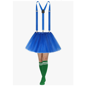 Sintege 3 Pcs Women's Tutu Costume, 5 Layered Tulle Tutu Skirt Y Back Adjustable Elastic Straps Striped Socks, Size -(M/L)